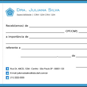 Recibo com Canhoto Clínica Geral Dahab