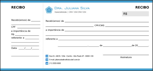 Recibo com Canhoto Clínica Geral Dahab Recibo com Canhoto Clínica Geral Dahab