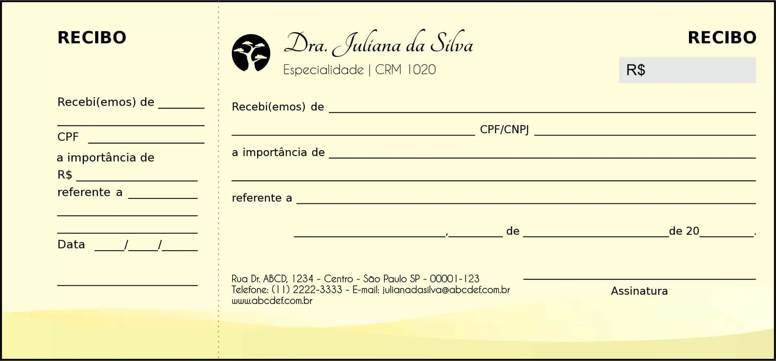 Recibo com Canhoto Geriatria Teerã