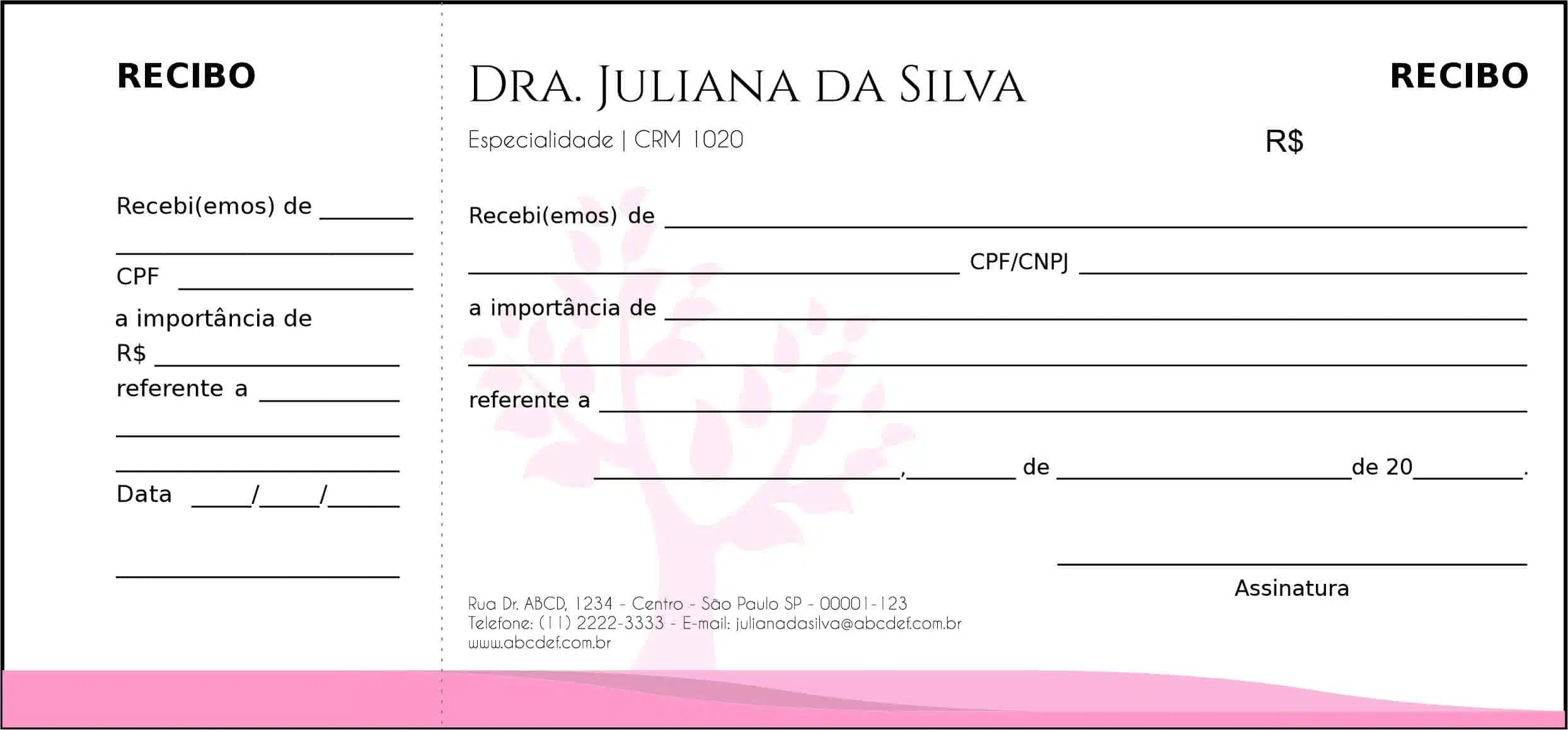 Recibo com Canhoto Geriatria Carmânia