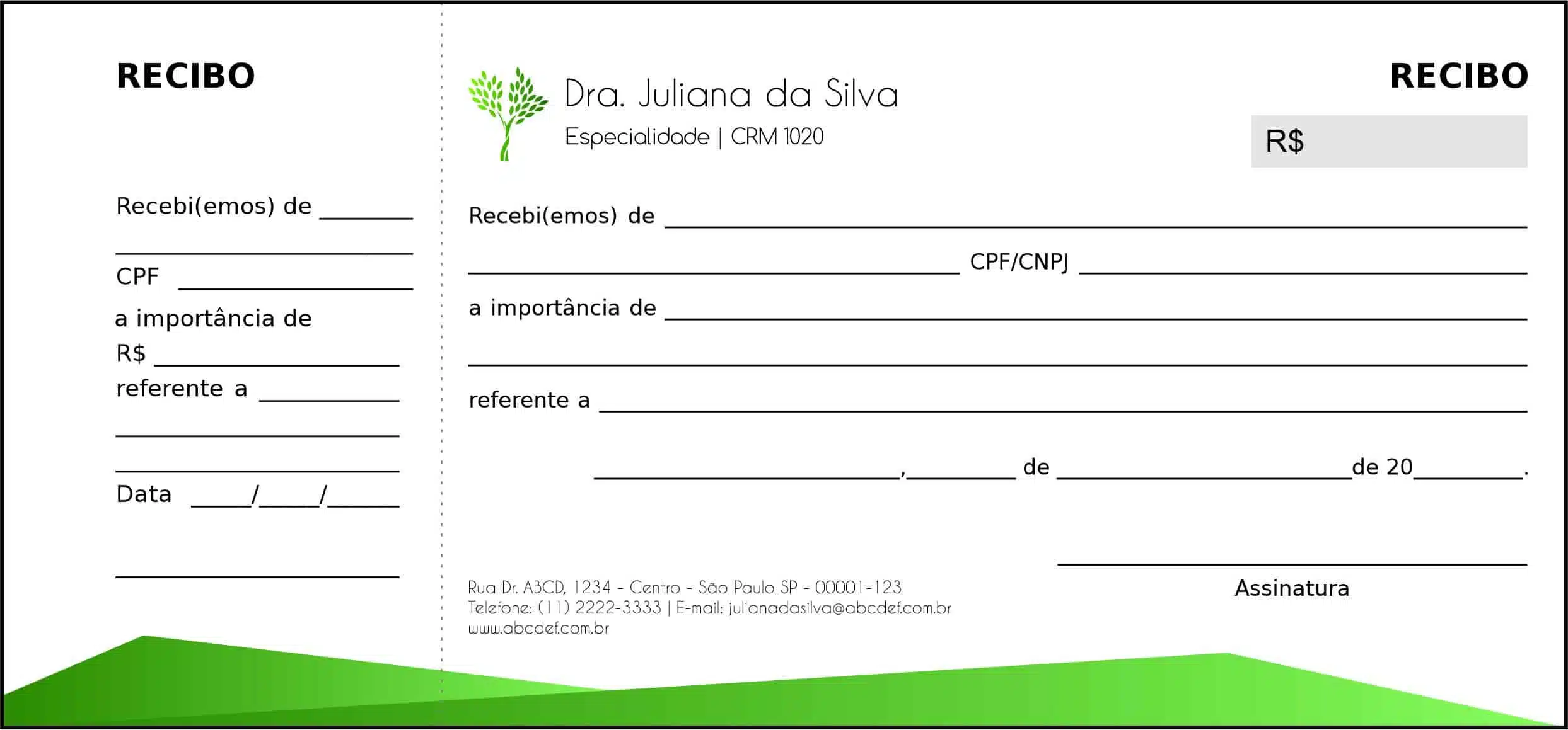 Recibo com Canhoto Geriatria Amol