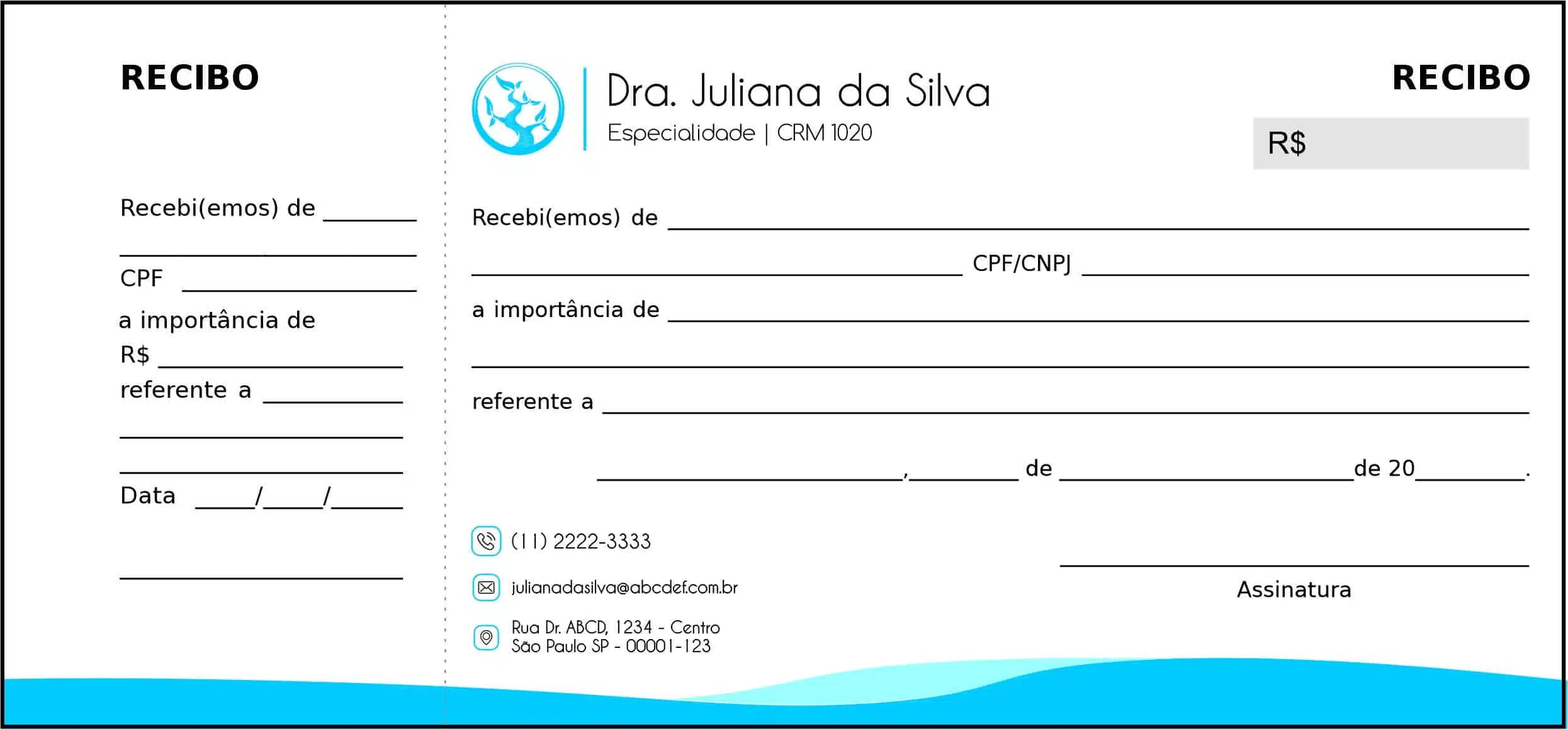 Recibo com Canhoto Geriatria Xiraz