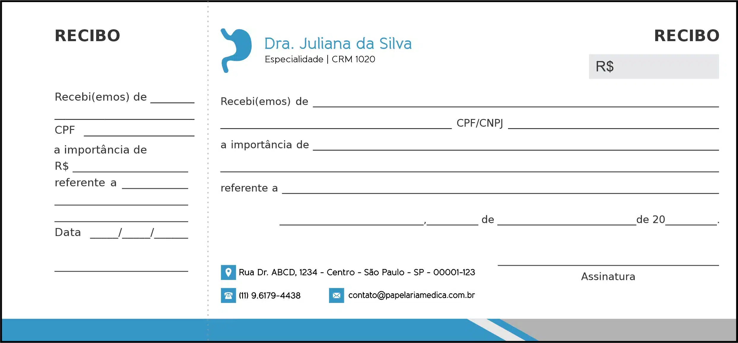 Recibo com Canhoto Gastroenterologia Samara