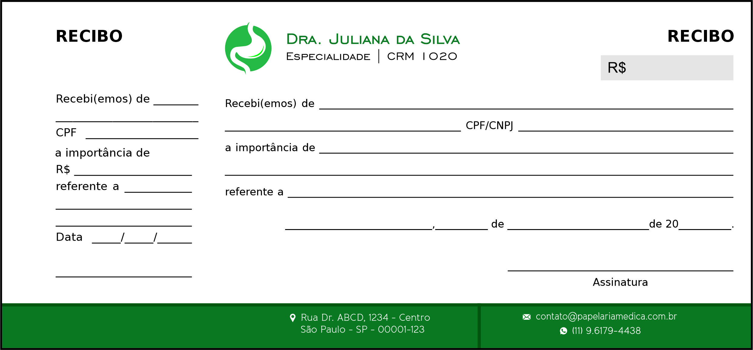 Recibo com Canhoto Gastroenterologia Omsk