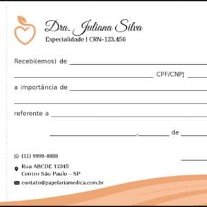 Recibo com Canhoto Nutricionista La Plata