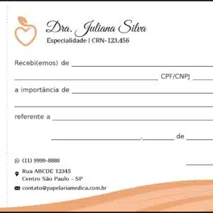 Recibo com Canhoto Nutricionista La Plata
