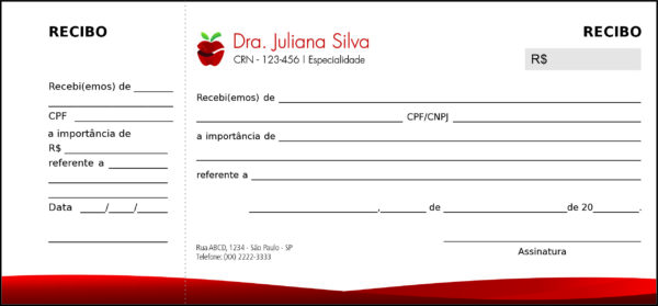 Recibo com Canhoto Nutricionista Rosário Recibo com Canhoto Nutricionista Rosário