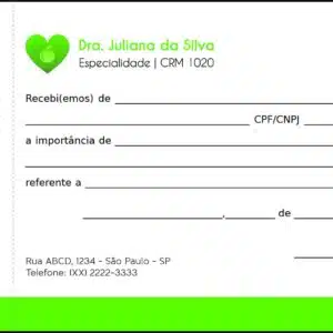 Recibo com Canhoto Nutricionista Mendoza