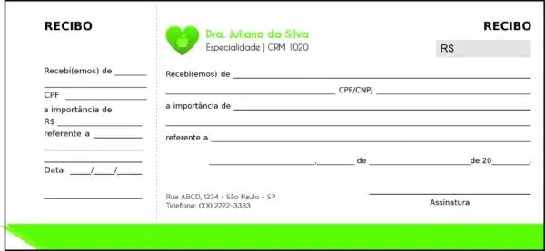 Recibo com Canhoto Nutricionista Mendoza Recibo com Canhoto Nutricionista Mendoza