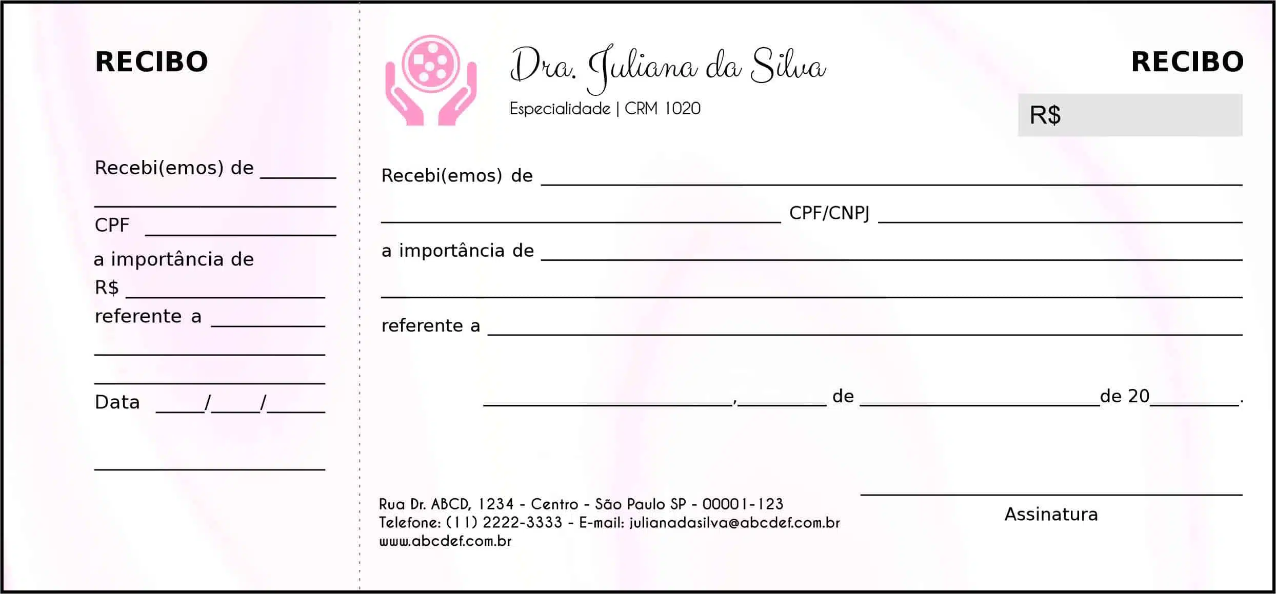 Recibo com Canhoto Oncologia Yokohama