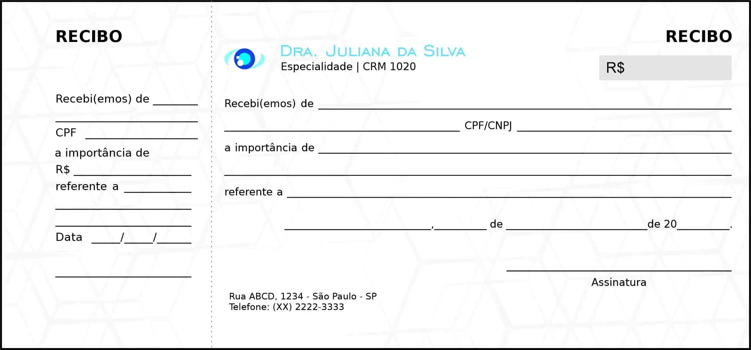 Recibo com Canhoto Oftalmologia Helsingborg