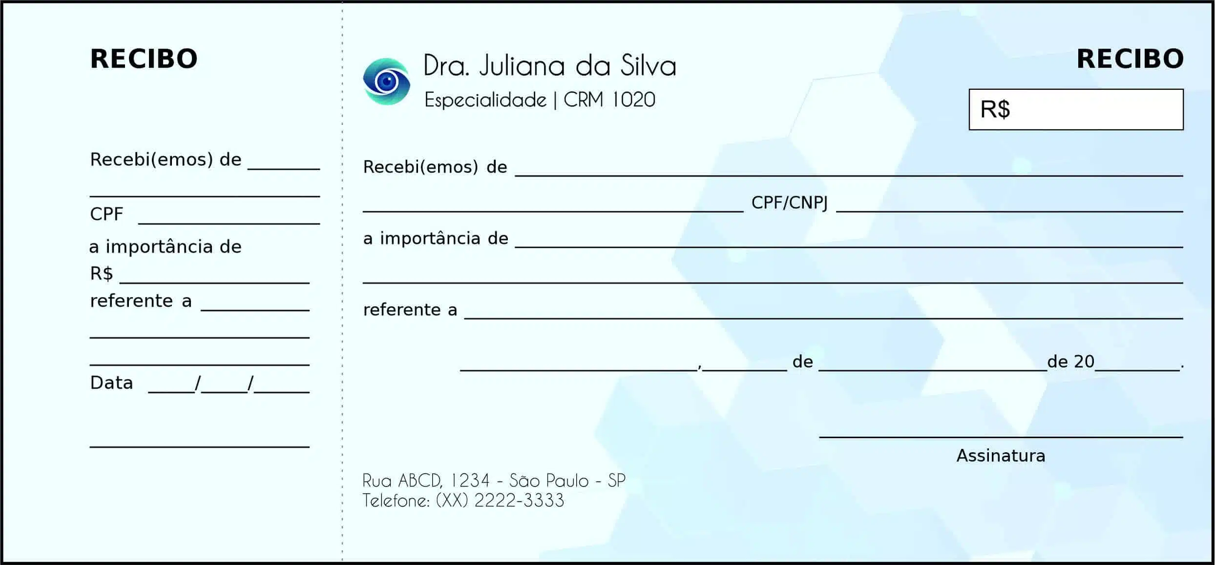 Recibo com Canhoto Oftalmologia Visby