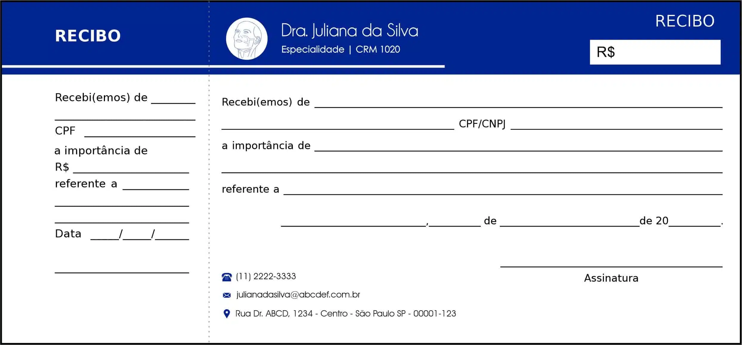 Recibo com Canhoto Otorrinolaringologia Barcelona