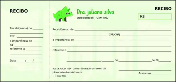 Recibo com Canhoto Pediatra Sopot Recibo com Canhoto Pediatra Sopot