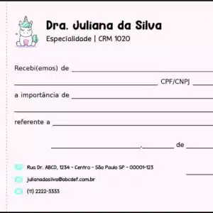 Recibo com Canhoto Pediatra Moszna
