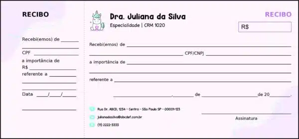 Recibo com Canhoto Pediatra Moszna Recibo com Canhoto Pediatra Moszna