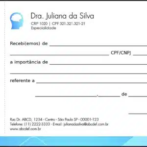 Recibo com Canhoto Psicológico Nuremberg