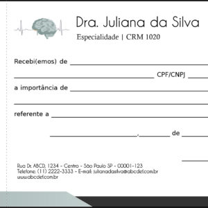 Recibo com Canhoto Psicologia Kiel