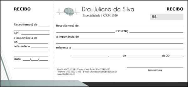 Recibo com Canhoto Psicologia Kiel Recibo com Canhoto Psicologia Kiel