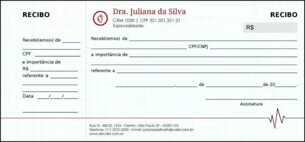 Recibo com Canhoto Cardiologista Eindhoven Recibo com Canhoto Cardiologista Eindhoven