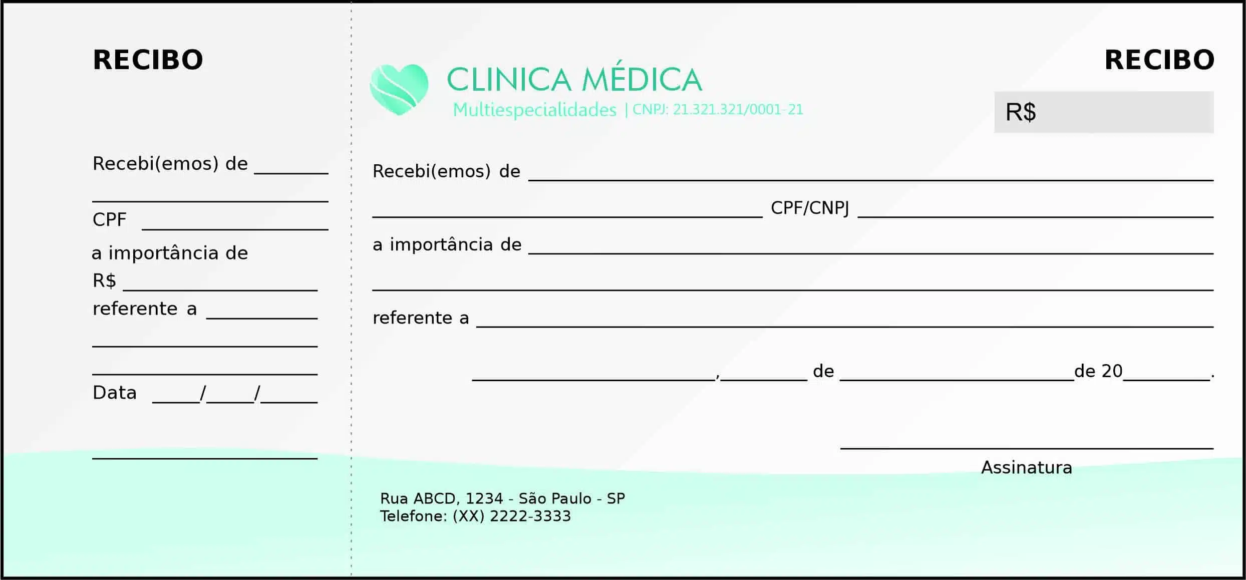 Recibo com Canhoto Cardiologista Haia