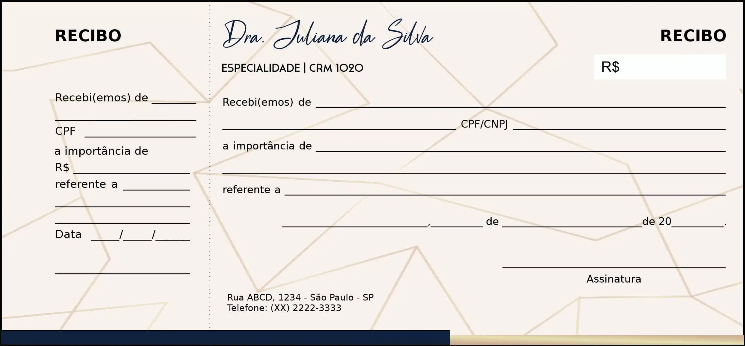 Recibo com Canhoto Dermatologista Brighton