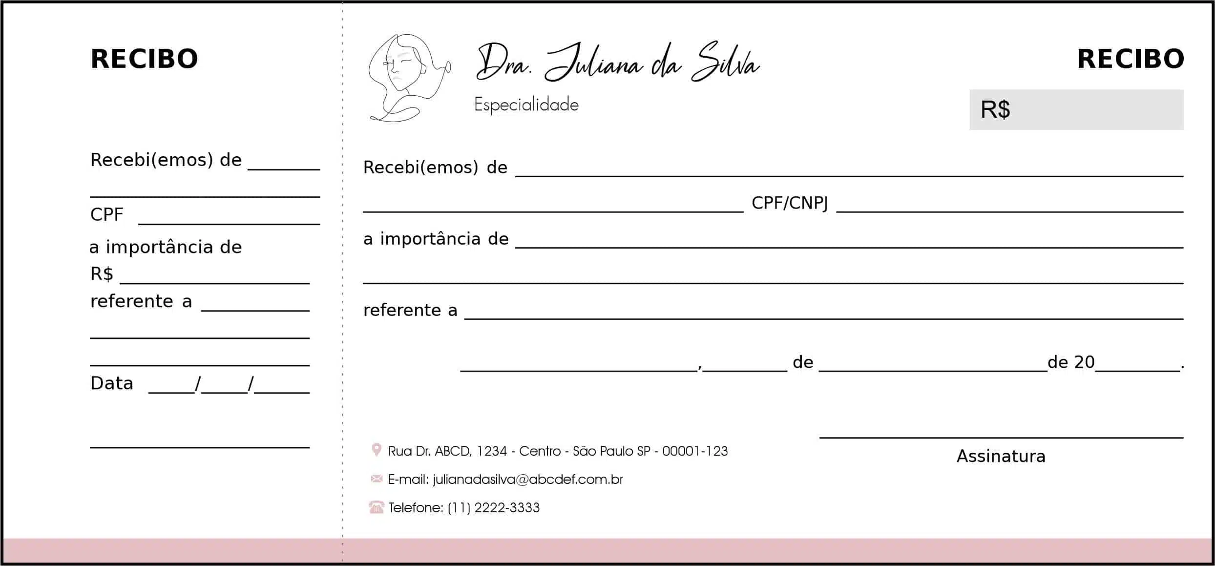 Recibo com Canhoto Dermatologista Derby