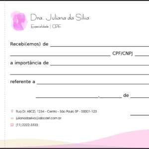 Recibo com Canhoto Dermatologista Bath
