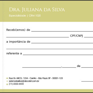 Recibo com Canhoto Dermatologista Winchester