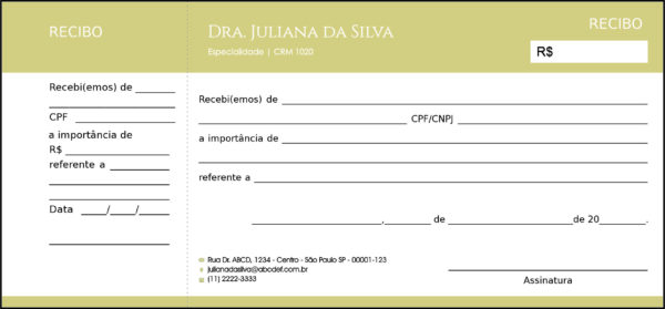 Recibo com Canhoto Dermatologista Winchester Recibo com Canhoto Dermatologista Winchester