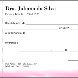 Recibo com Canhoto Dermatologista Londres