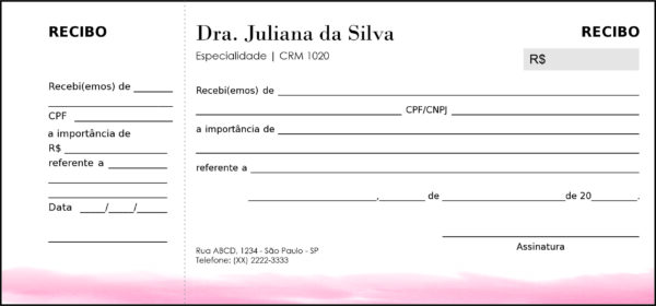 Recibo com Canhoto Dermatologista Londres Recibo com Canhoto Dermatologista Londres
