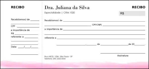 Recibo com Canhoto Dermatologista Londres Recibo com Canhoto Dermatologista Londres