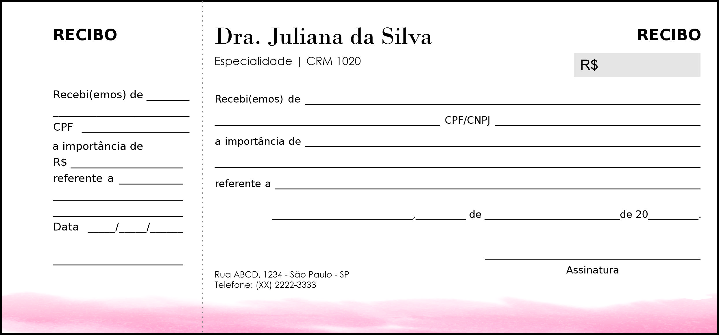 Recibo com Canhoto Dermatologista Londres