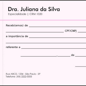 Recibo com Canhoto Dermatologista Ripon