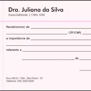 Recibo com Canhoto Dermatologista Ripon