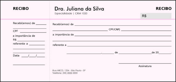 Recibo com Canhoto Dermatologista Ripon Recibo com Canhoto Dermatologista Ripon
