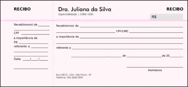 Recibo com Canhoto Dermatologista Ripon Recibo com Canhoto Dermatologista Ripon