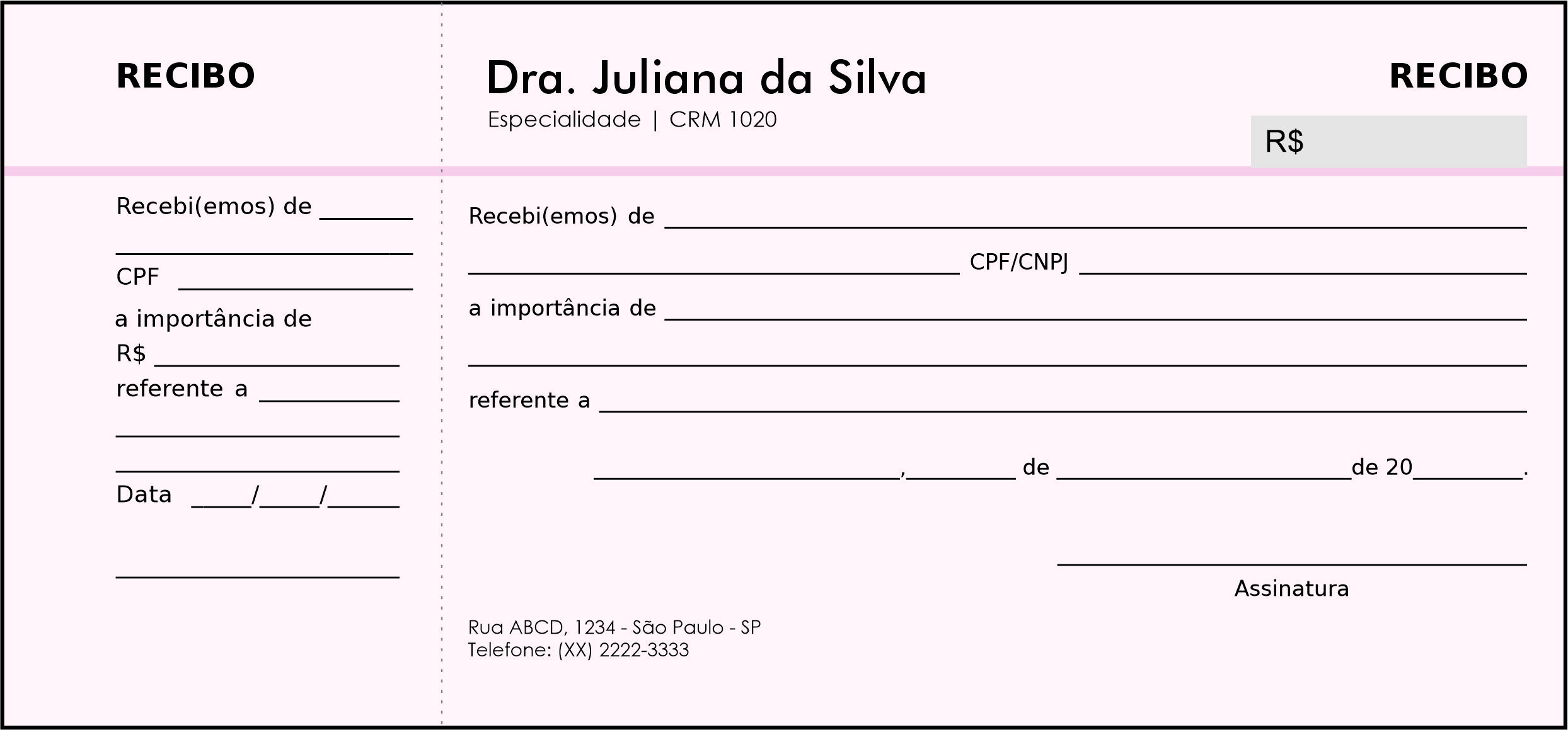 Recibo com Canhoto Dermatologista Ripon