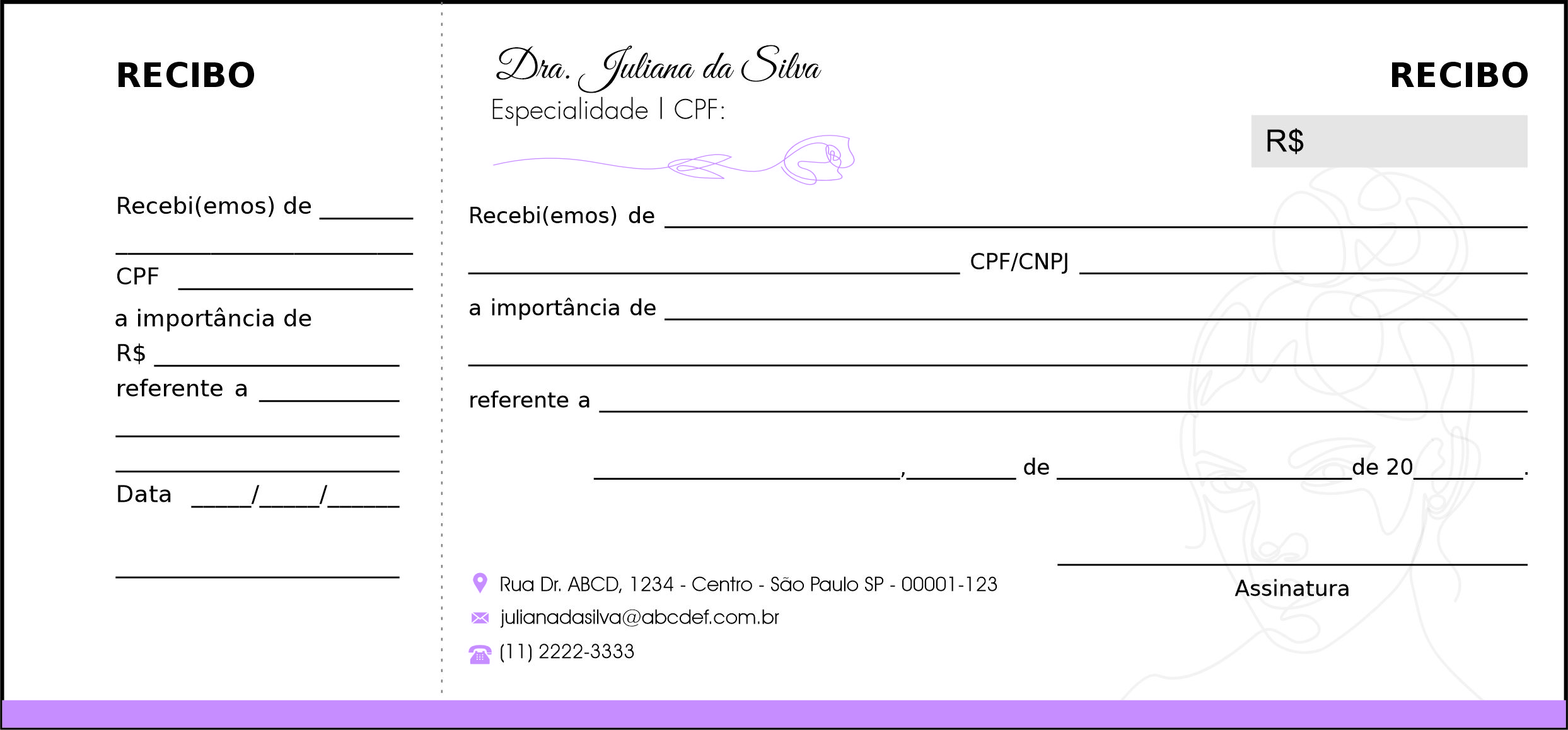 Recibo com Canhoto Dermatologista Liverpool