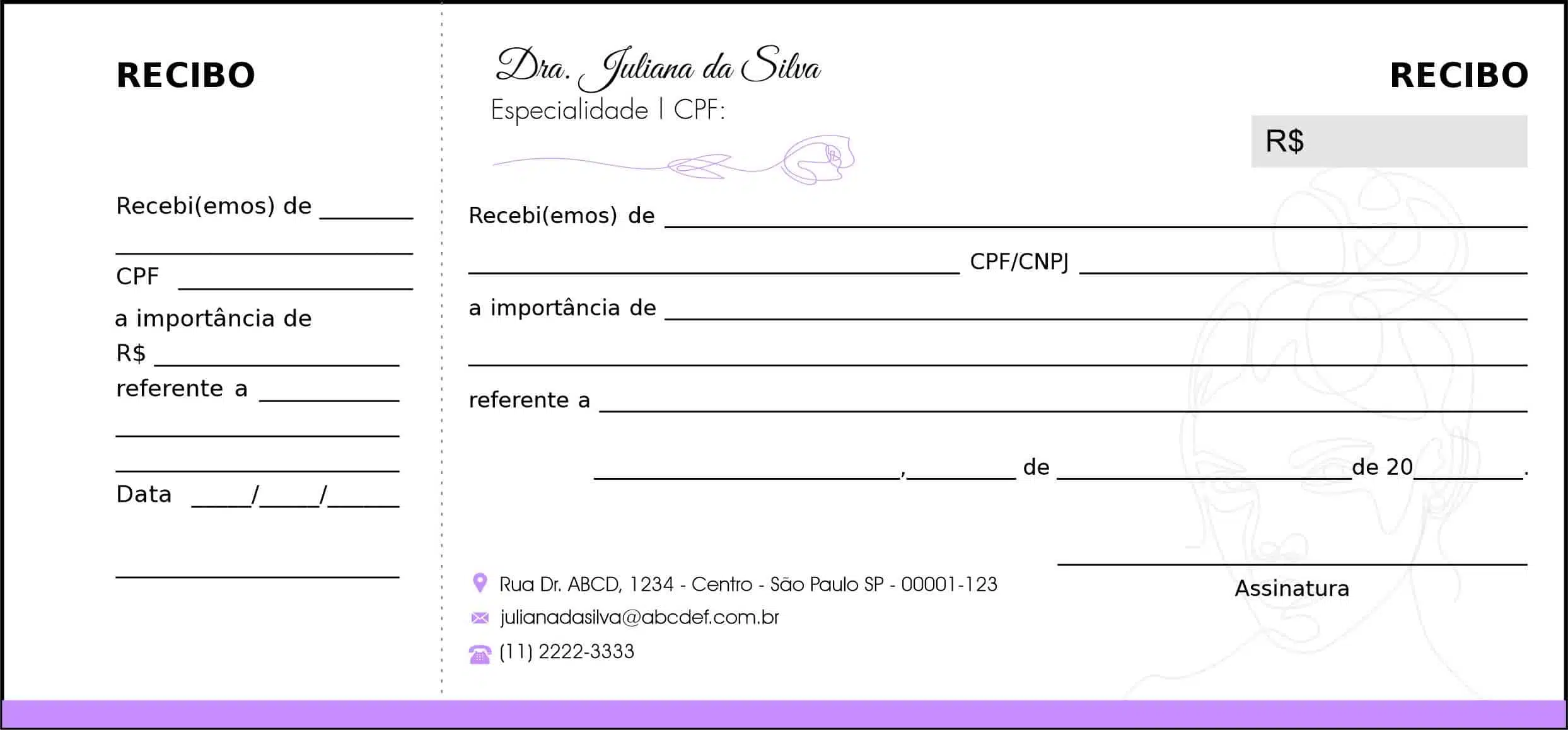 Recibo com Canhoto Dermatologista Liverpool