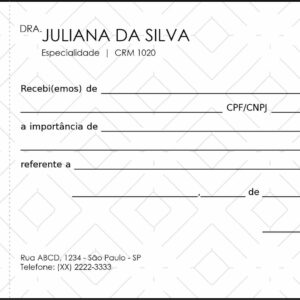 Recibo com Canhoto Clínica Geral Cairo