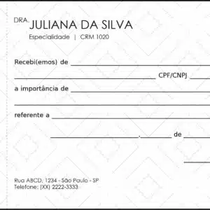 Recibo com Canhoto Clínica Geral Cairo