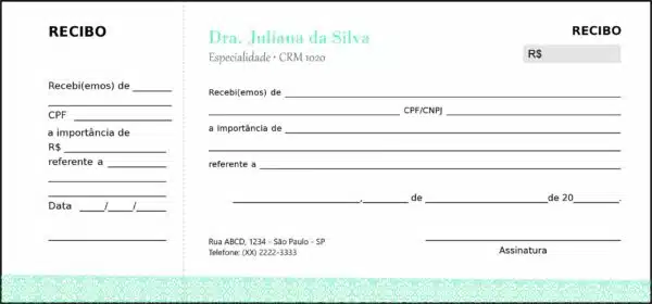 Recibo com Canhoto Clínica Geral Taba Recibo com Canhoto Clínica Geral Taba
