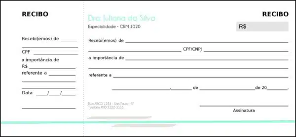 Recibo com Canhoto Clínica Geral Suez Recibo com Canhoto Clínica Geral Suez