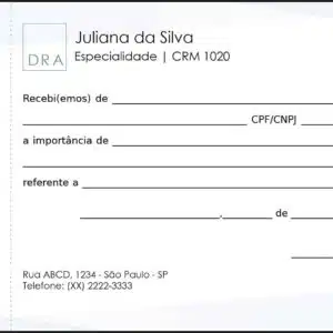Recibo com Canhoto Clínica Geral Alexandria