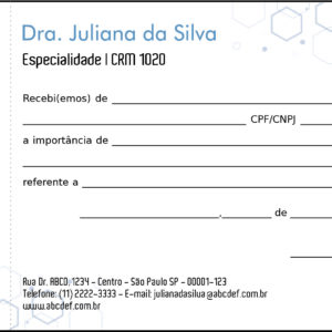 Recibo com Canhoto Clínica Geral Mênfis