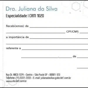Recibo com Canhoto Clínica Geral Mênfis