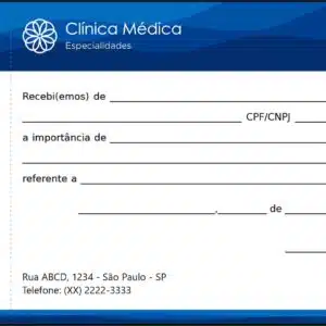 Recibo com Canhoto Clínica Geral Ismaília