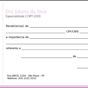 Recibo com Canhoto Ginecologia Houston